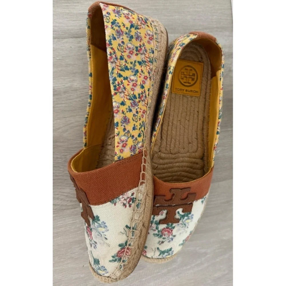 Tory Burch Weston Flat Espadrille Printed Canvas Size 8.5 French Paisley Floral - Picture 12 of 12